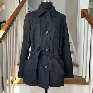 J. Crew Gray Wool Belted Pea Coat FLAWED